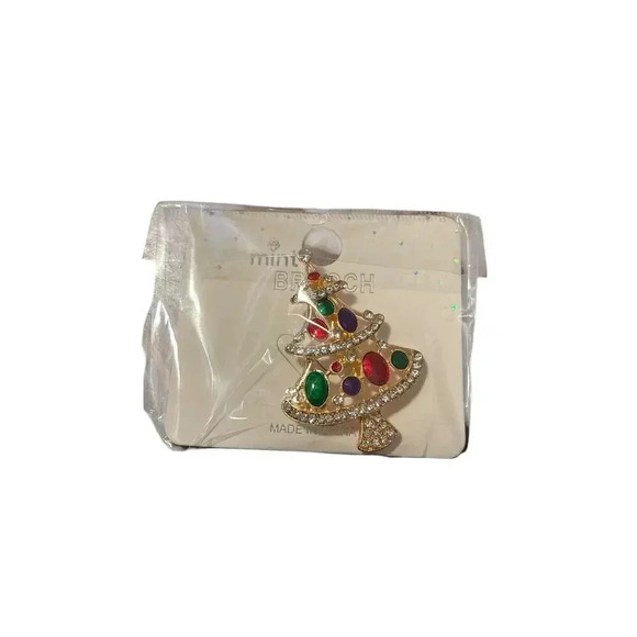 MINT CHRISTMAS TREE BROOCH WITH COLORFUL COLORS - Picture 1 of 1